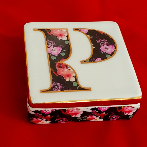Anthropologie Lidded Monogram Jewelry Trinket Box